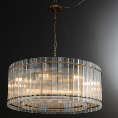 Golden Tea Modern Round Glass Chandelier 37"