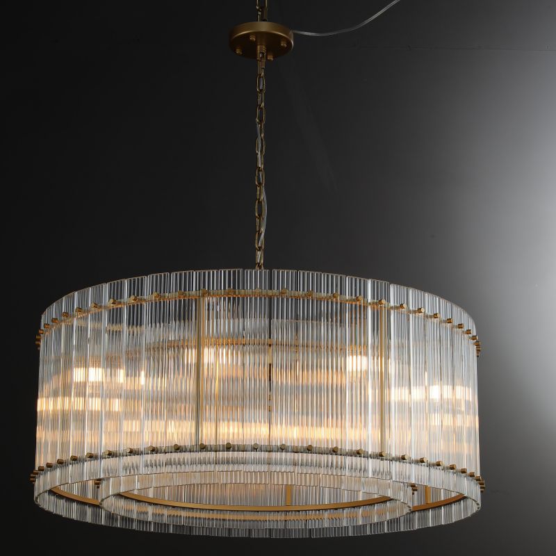 Golden Tea Modern Round Glass Chandelier 37"