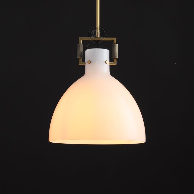 MechFriction Milk Glass Cloche Pendant