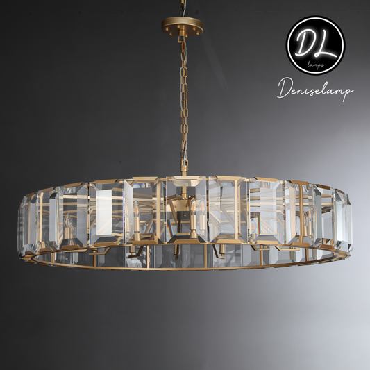 Moonlit Faceted Round Crystal Chandelier 60"