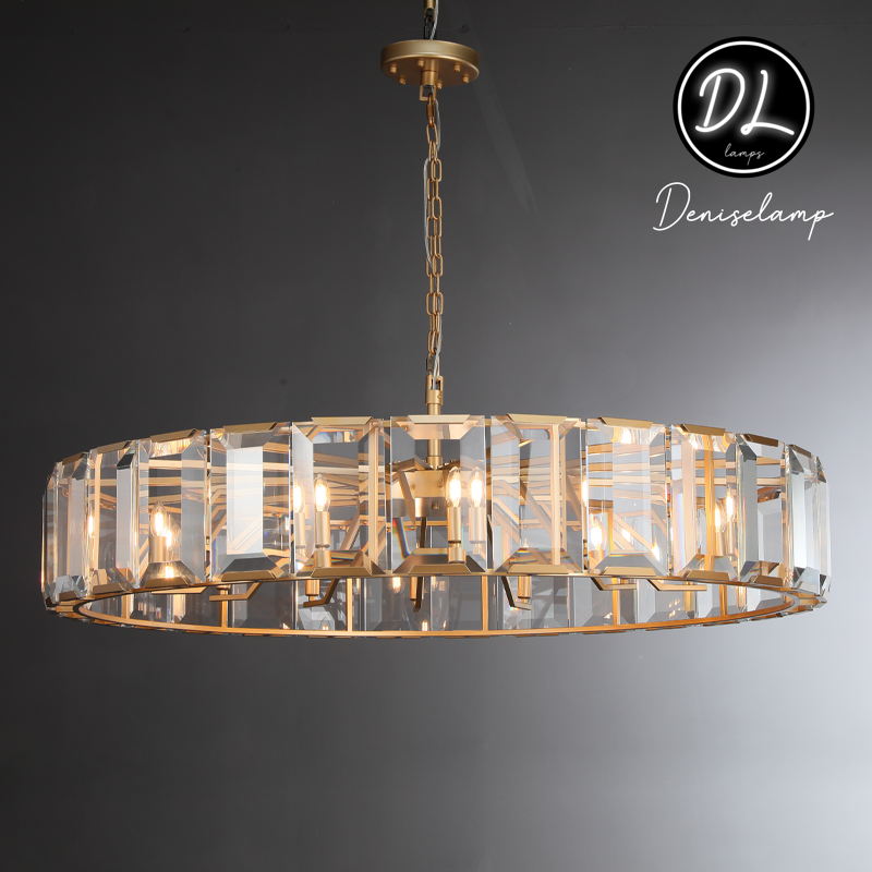 Moonlit Faceted Round Crystal Chandelier 60"