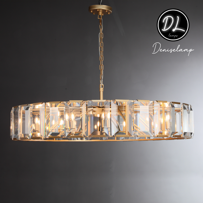 Moonlit Faceted Round Crystal Chandelier 60"