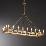 Horizon- Vintage metallic Filament Rectangular Chandelier 41"W/ 52"W