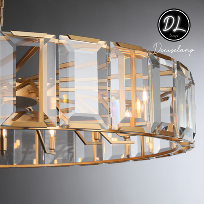 Moonlit Faceted Round Crystal Chandelier 60"