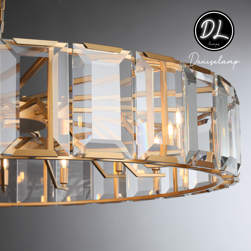 Moonlit Faceted Round Crystal Chandelier 60"