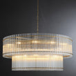Golden Tea 2-Tier Round Glass Chandelier 60" For Living Room, Bedroom