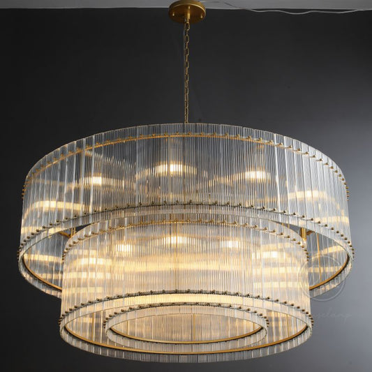 Sammi Modern 2-Tier Round Chandelier 60" For Living Room, Bedroom
