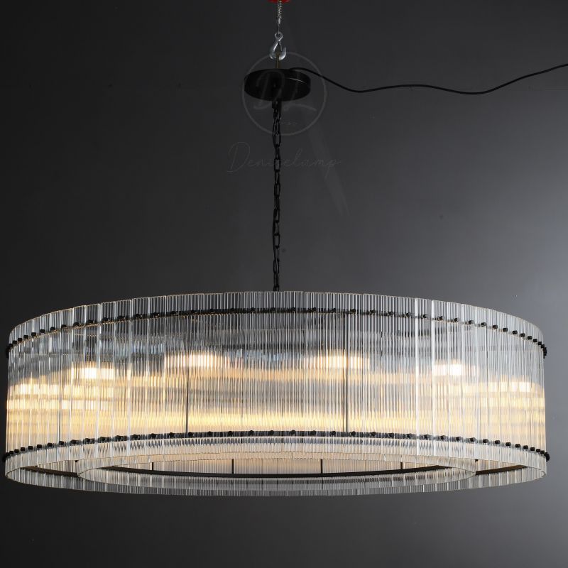 Golden Tea Modern Round Glass Chandelier 48"