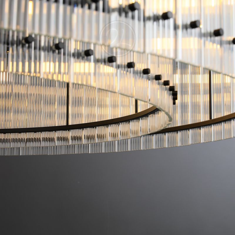 Golden Tea Modern Round Glass Chandelier 37"