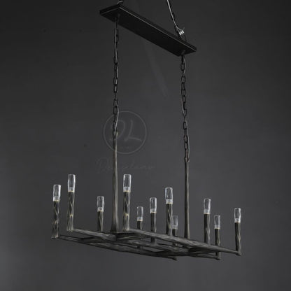 Huts Vintage Twig Stripe Texture Linear Chandelier 54"/72"