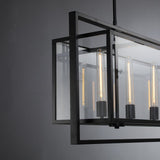 Serene Glass Lantern Rectangular Chandelier 54"/ 72"