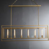 Serene Glass Lantern Rectangular Chandelier 54"/ 72"
