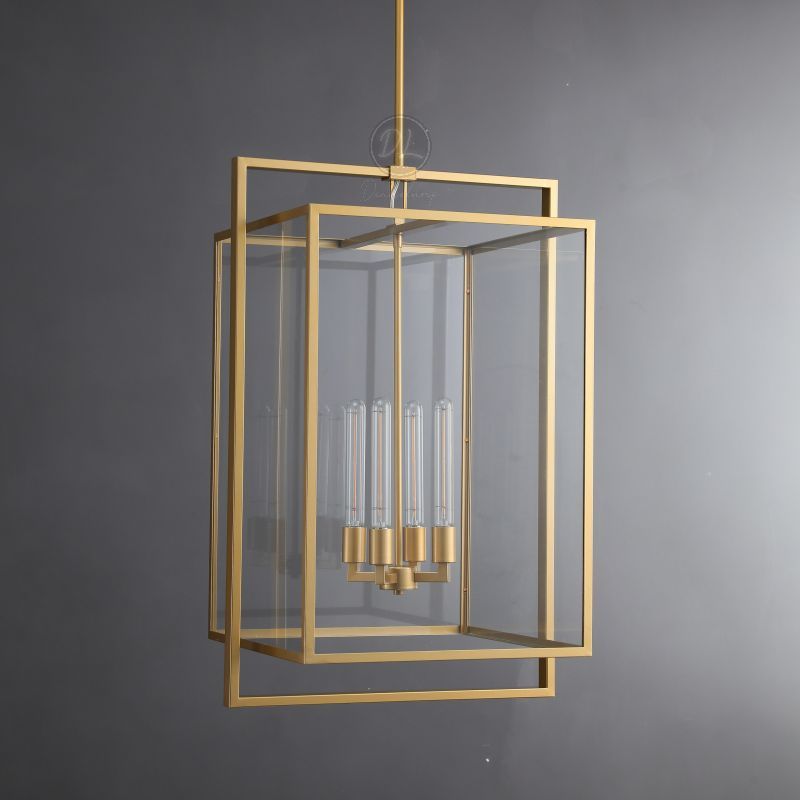 Serene Vintage Glass Lantern Modern Pendant 26"H/ 34"H
