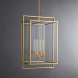 Serene Vintage Glass Lantern Modern Pendant 26"H/ 34"H