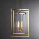 Serene Vintage Glass Lantern Modern Pendant 26"H/ 34"H
