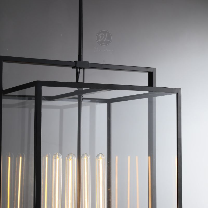 Serene Vintage Glass Lantern Modern Pendant 26"H/ 34"H