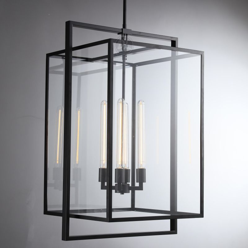 Serene Vintage Glass Lantern Modern Pendant 26"H/ 34"H