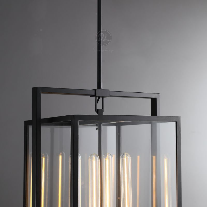 Serene Vintage Glass Lantern Modern Pendant 26"H/ 34"H