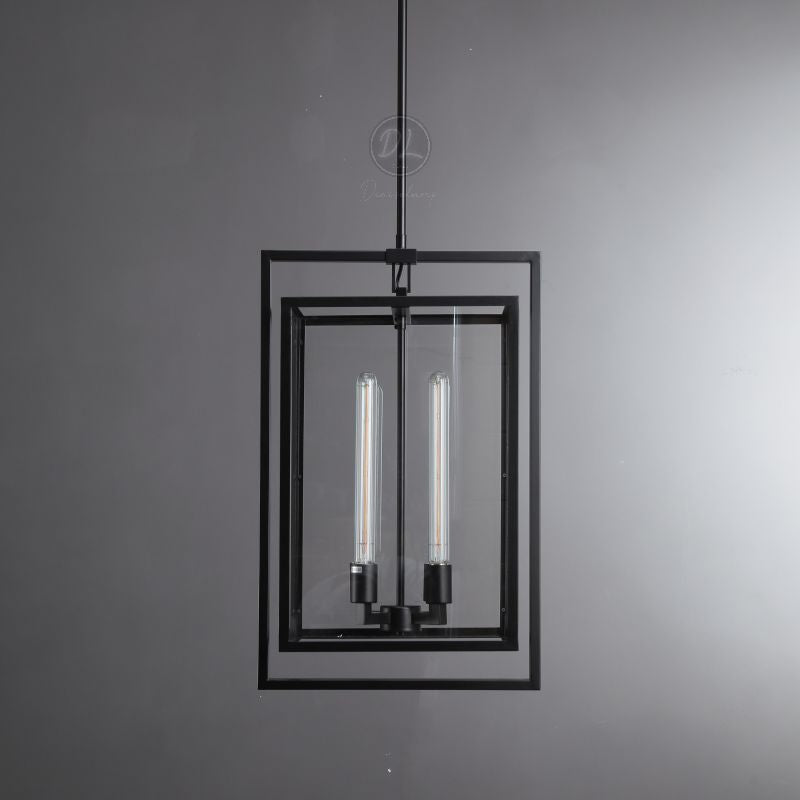 Serene Vintage Glass Lantern Modern Pendant 26"H/ 34"H