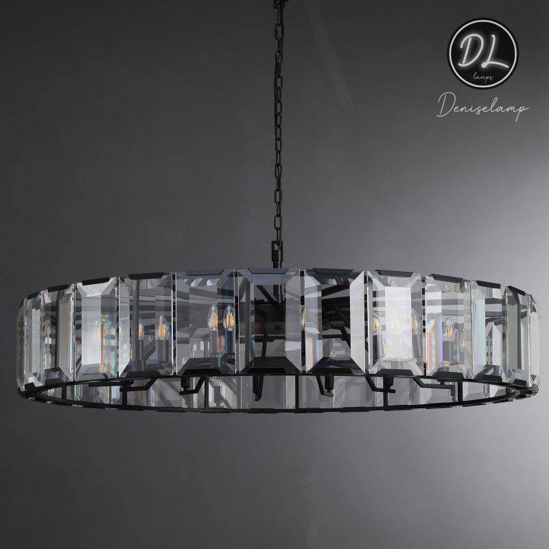 Moonlit Faceted Round Crystal Chandelier 60"