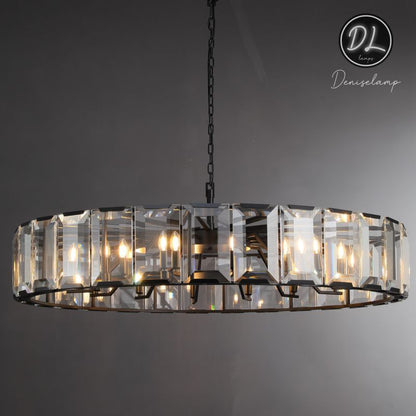 Moonlit Faceted Round Crystal Chandelier 60"