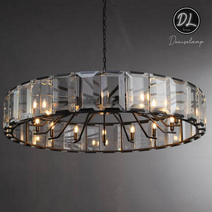 Moonlit Faceted Round Crystal Chandelier 60"