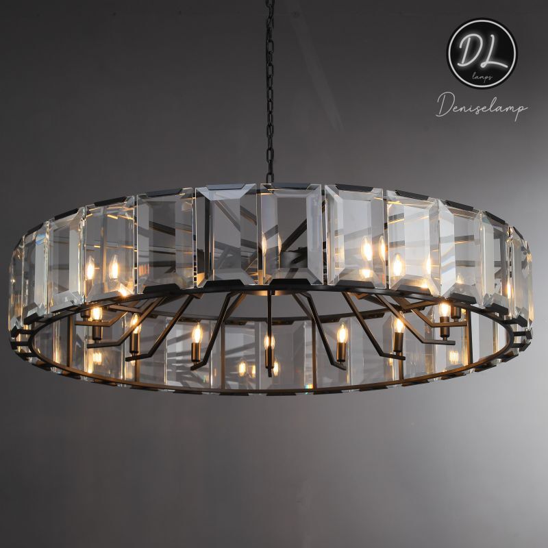Moonlit Faceted Round Crystal Chandelier 60"