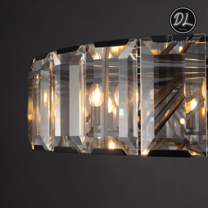 Moonlit Faceted Round Crystal Chandelier 60"