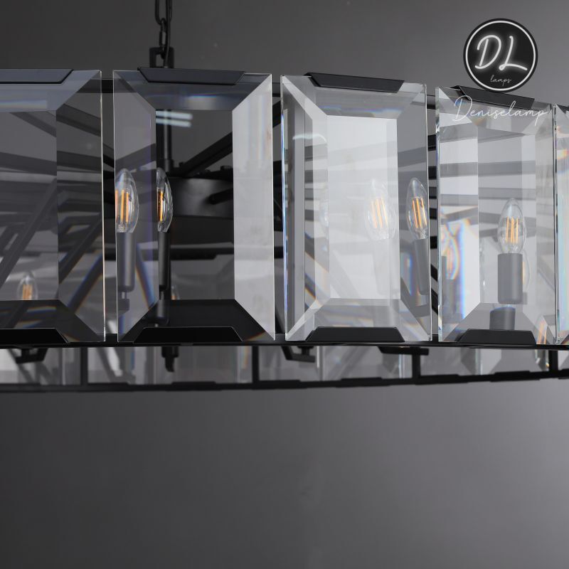 Moonlit Faceted Round Crystal Chandelier 60"