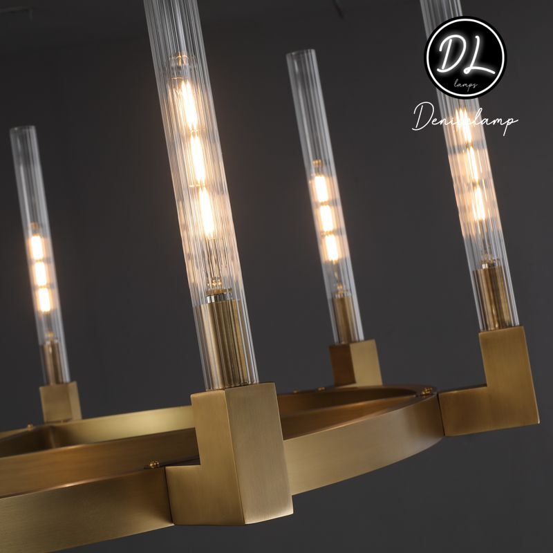 Elegance Modern Flow Stripe Round Chandelier 24"(Custom Size 6 Lights)36"/48"/60"/72"