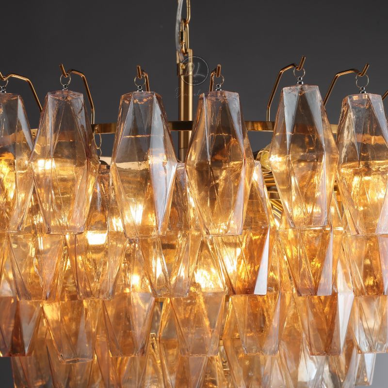 Golden Banana Tiered Round Chandelier 47"