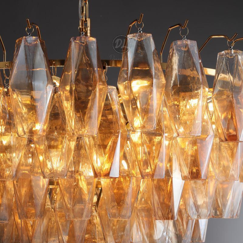 Golden Banana Tiered Round Chandelier 47"