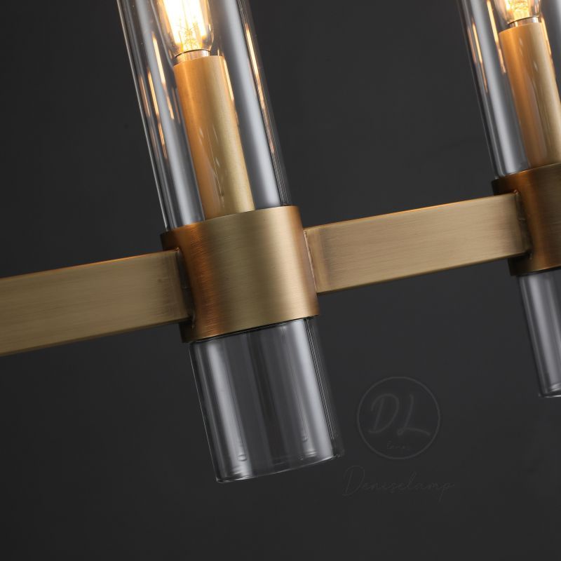 Crystalline Glass Shaded Modern Linear Chandelier 71"