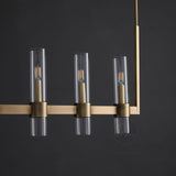 Crystalline Glass Shaded Modern Linear Chandelier 71"