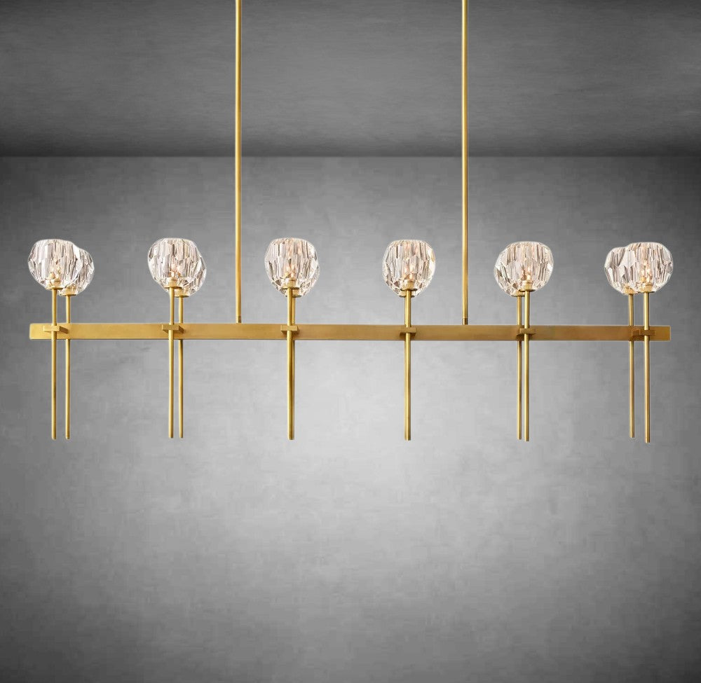Bolura De Cristal Clear Glass Double Linear Chandelier