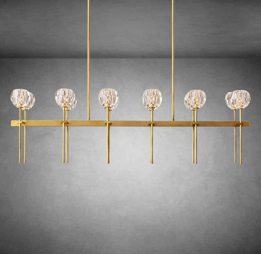 Bolura De Cristal Clear Glass Double Linear Chandelier