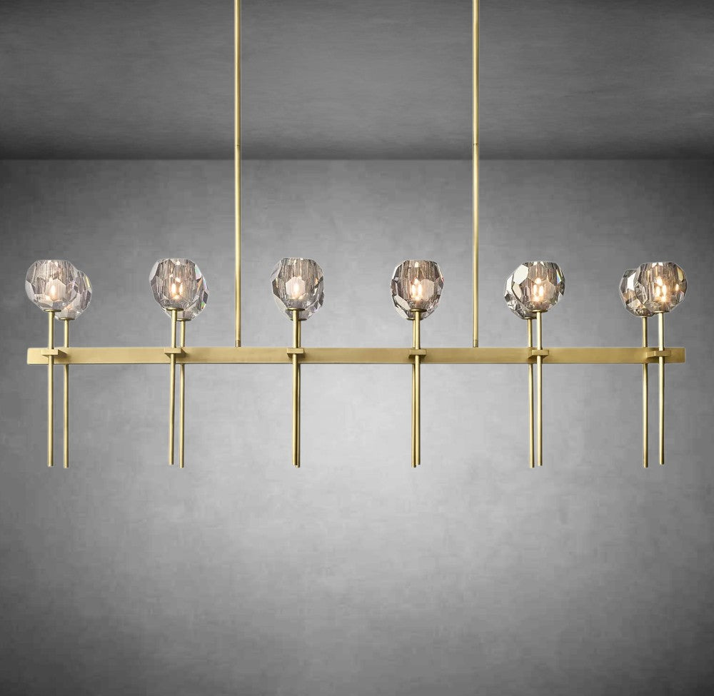 Bolura De Cristal Clear Glass Double Linear Chandelier