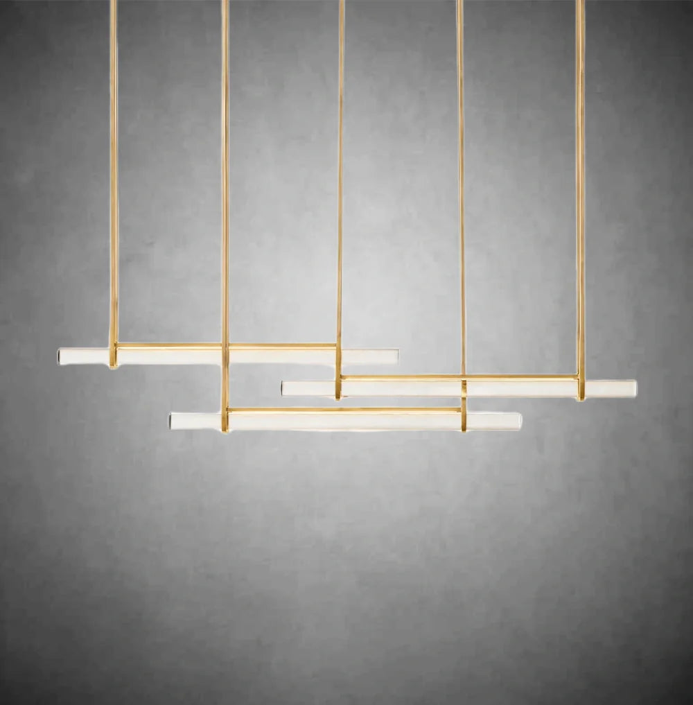 Aurivox Crystal Triple Bar Linear Chandelier