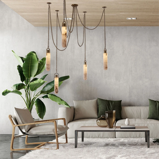 Alabaster Flint Led multi-drop 5 lights Chandelier