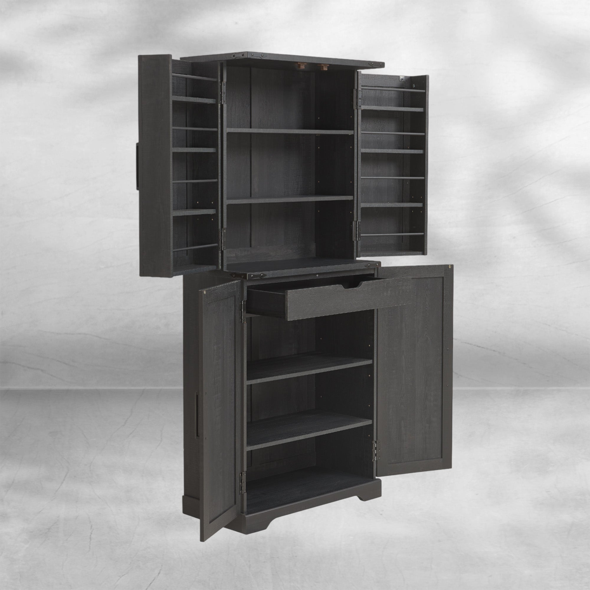 72" Farmhouse Kitchen Pantry Storage Cabinet with Barn Door and Shelves