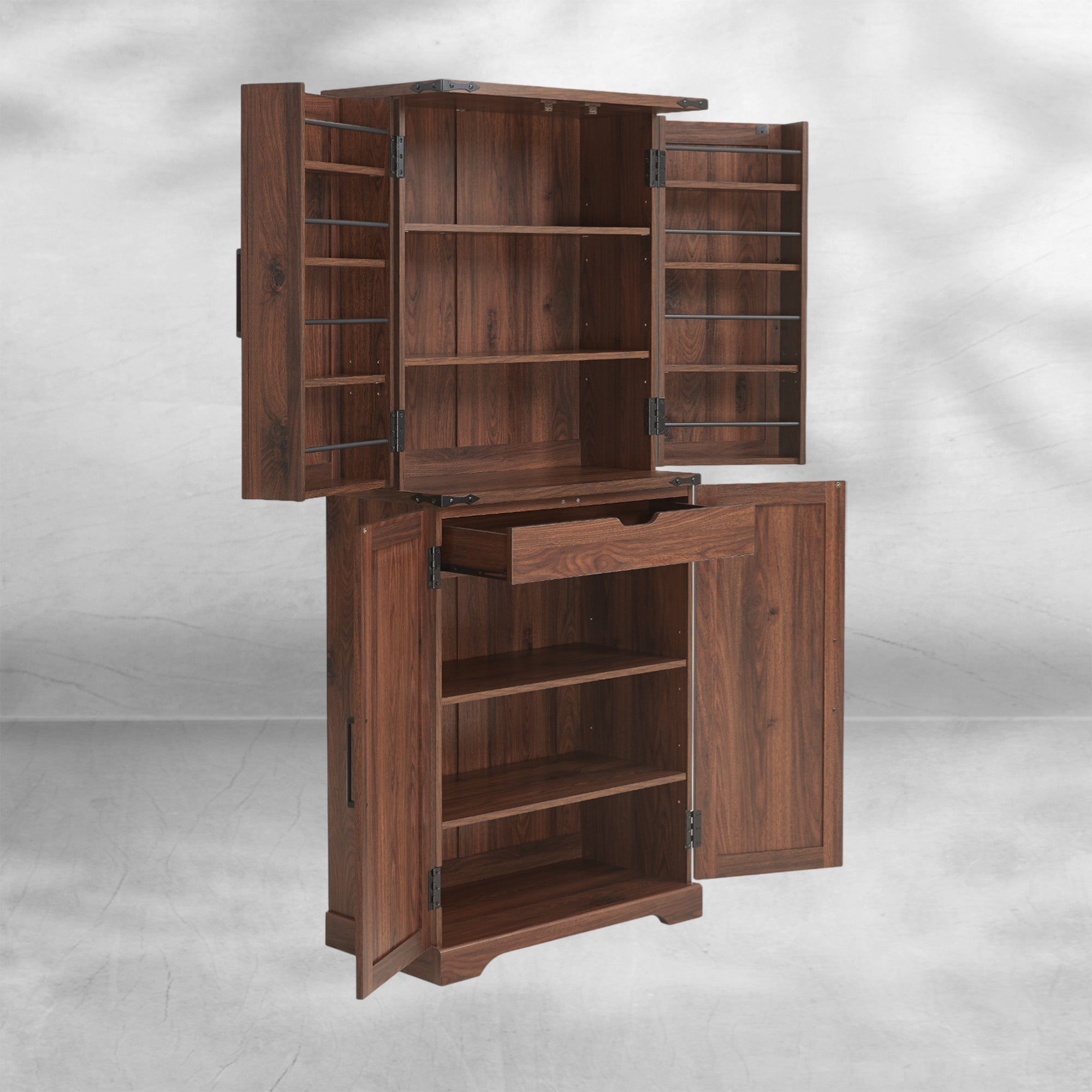 72" Farmhouse Kitchen Pantry Storage Cabinet with Barn Door and Shelves