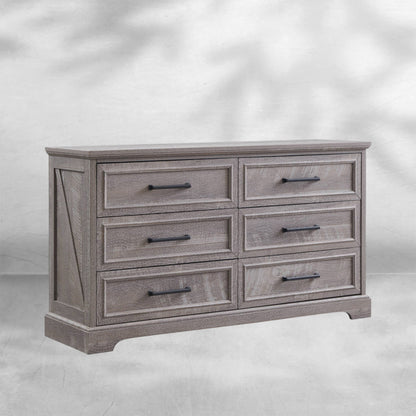 Rustic Farmhouse 6 Drawer Dresser | Wide Chest TV Stand 52''