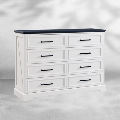 Rustic Farmhouse 8 Drawer Dresser Chest: Wide Wood Organizer 52''