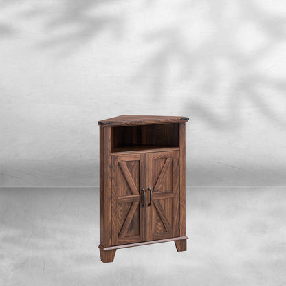 Farmhouse Corner Bathroom Cabinet with Barn Door and Adjustable Shelf 22''