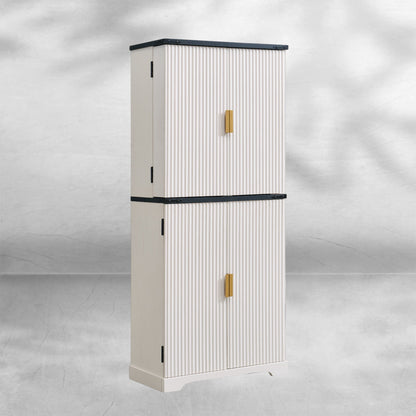 72" Fluted Pantry Cabinet | 4 Doors & Shelves