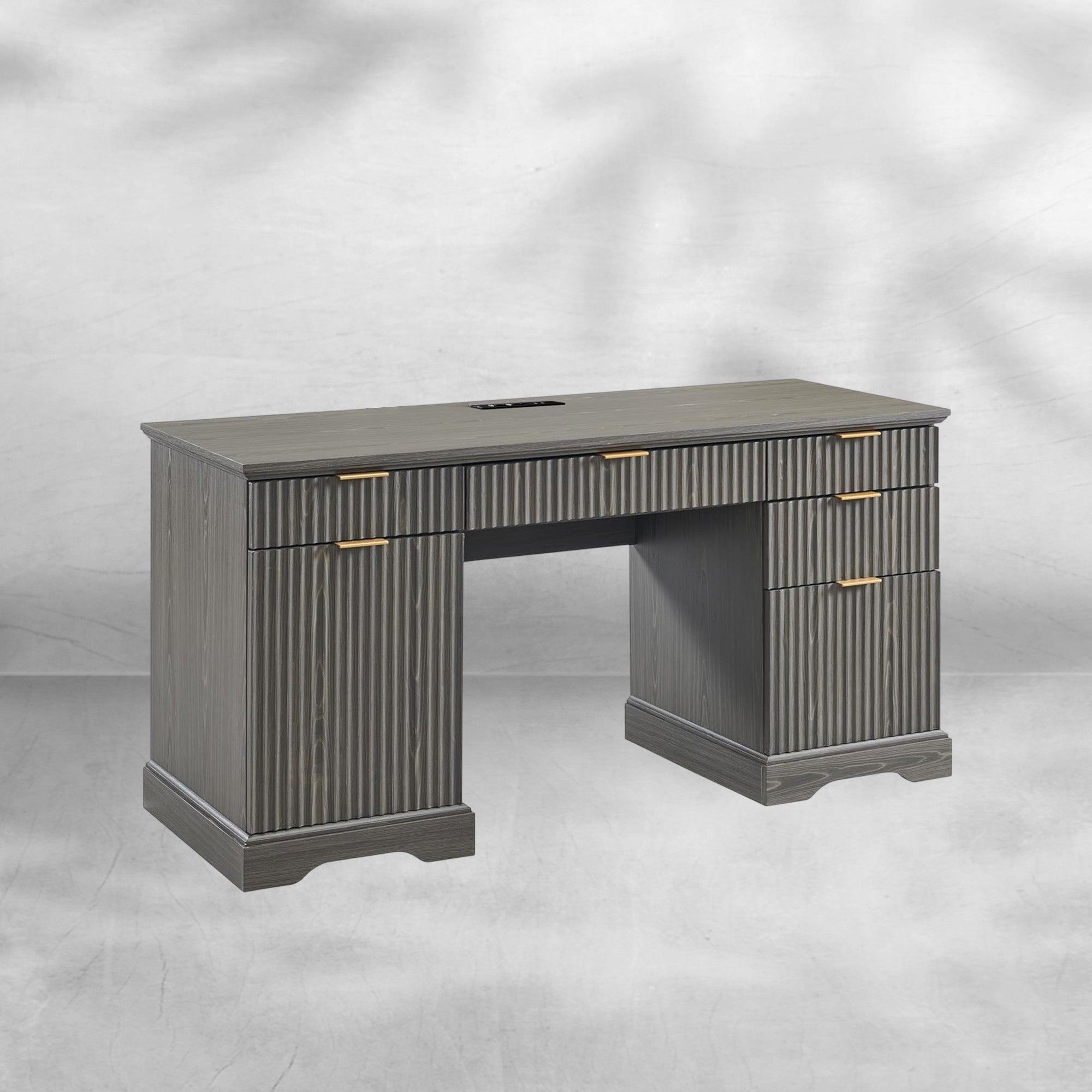 58-Inch Modern Executive Office Desk with Storage and Drawer