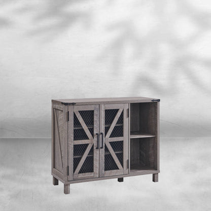 38" Wide Farmhouse Shoe Cabinet with Mesh Doors and Shelves
