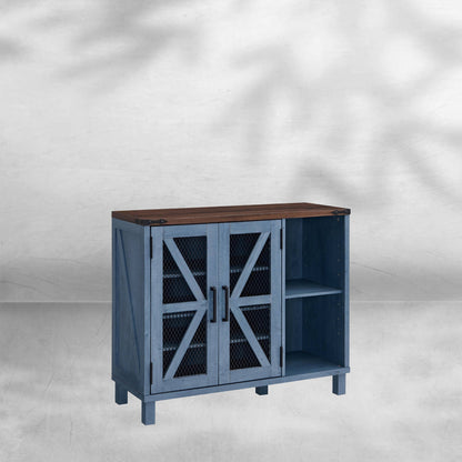 38" Wide Farmhouse Shoe Cabinet with Mesh Doors and Shelves