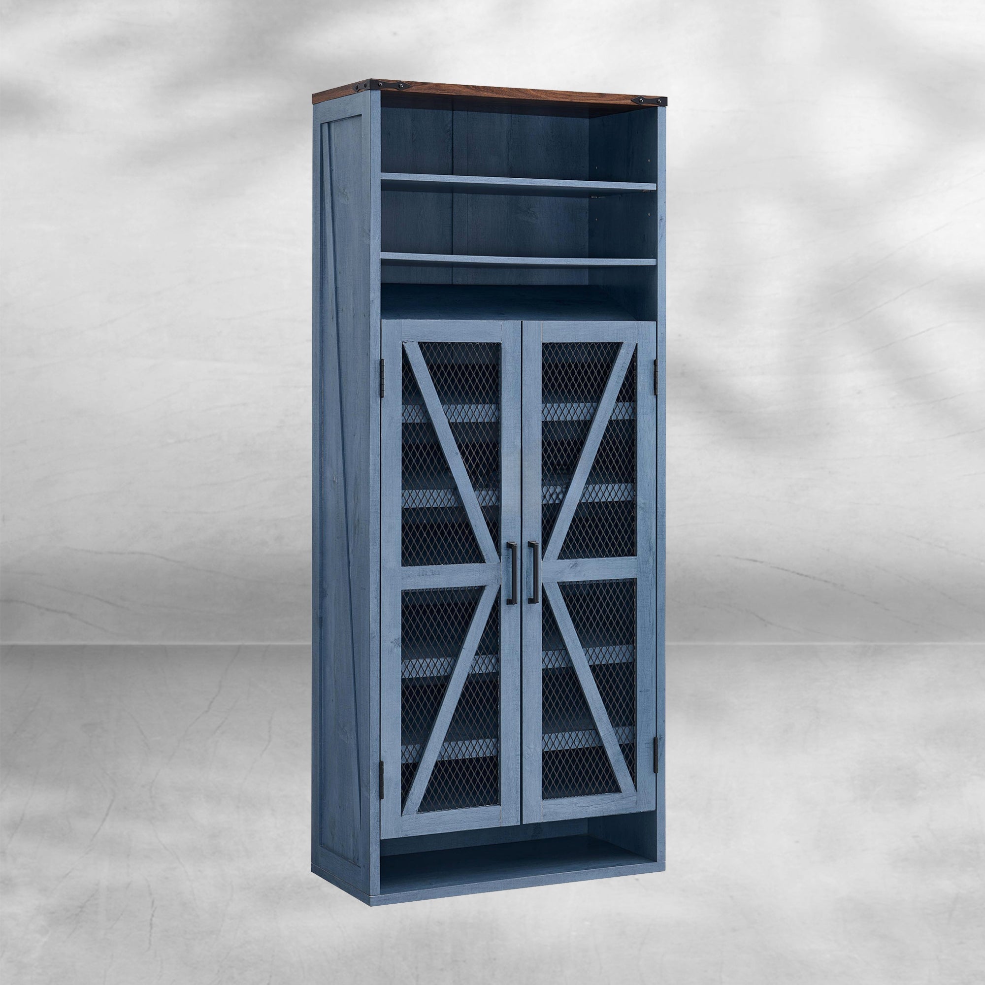 72" Tall Farmhouse Shoe Cabinet 鈥?Mesh Door, Adjustable Shelves