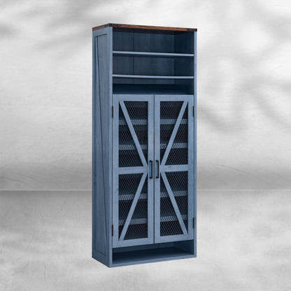 72" Tall Farmhouse Shoe Cabinet 鈥?Mesh Door, Adjustable Shelves